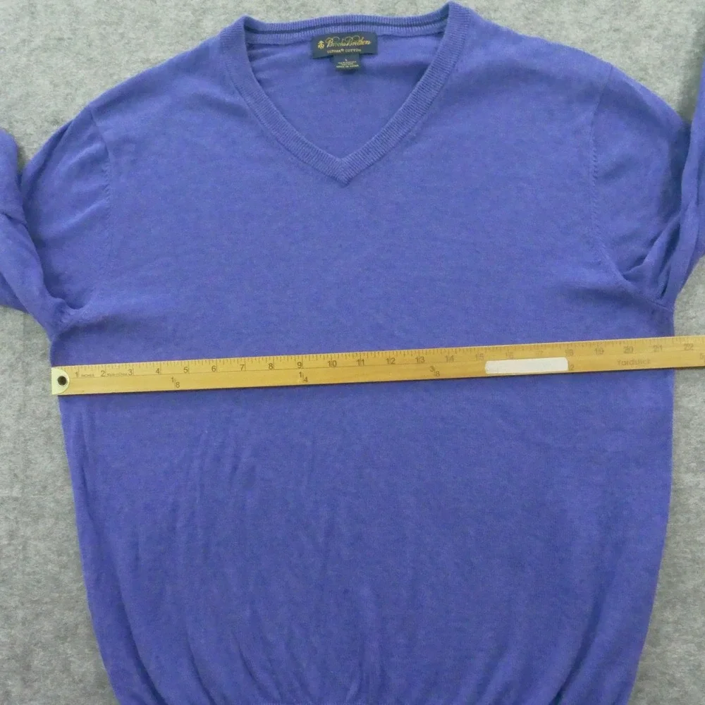 Brooks Brothers Sweater Mens Large Purple Knit V-Neck Supima Cotton Pullover